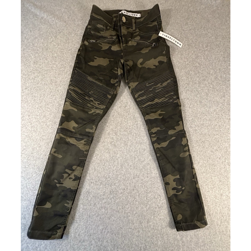 Tinseltown Moto Skinny Jeans Womens Size 5 Camo Stretch Ribbed Knee NWT